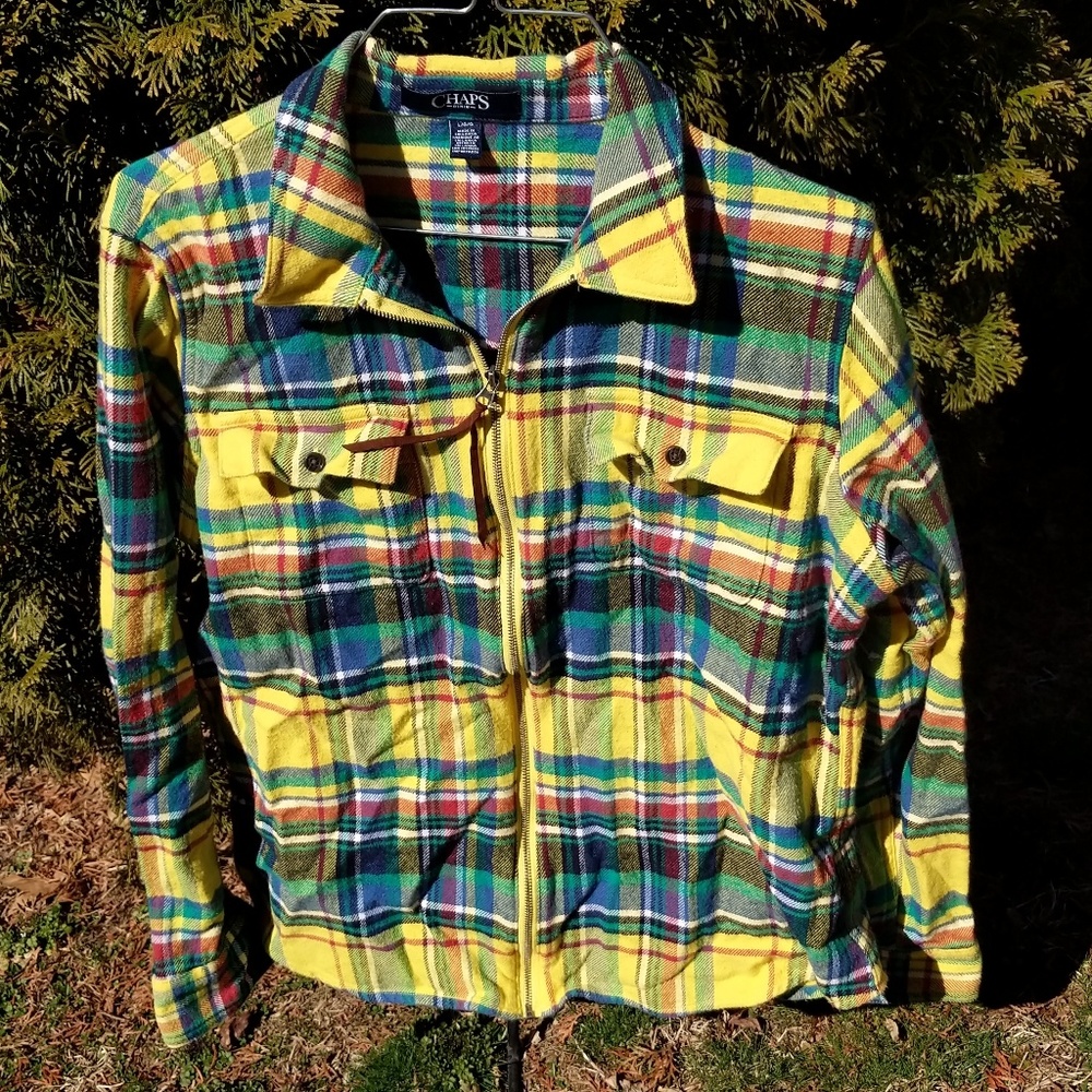 Chaps Zip up plaid shirt